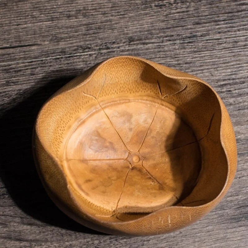 Bamboo Lotus Leaf Bowl Gyermek tál teáskészlet Tároló Bambusz kézműves termékek