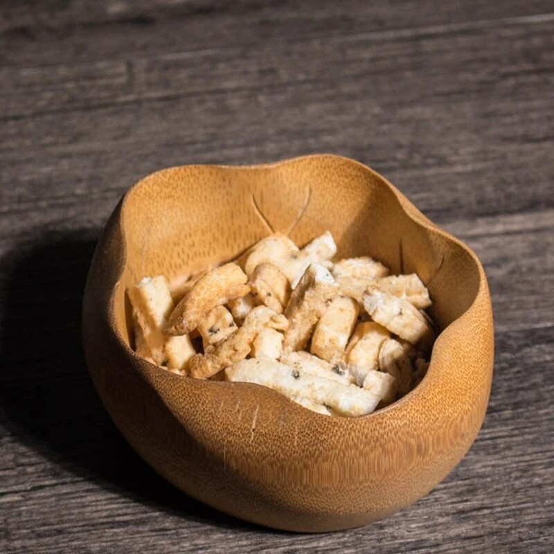 Bamboo Lotus Leaf Bowl Gyermek tál teáskészlet Tároló Bambusz kézműves termékek