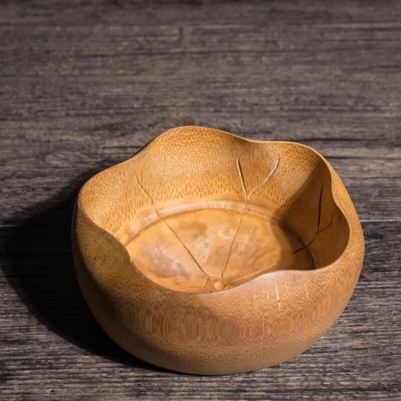 Bamboo Lotus Leaf Bowl Gyermek tál teáskészlet Tároló Bambusz kézműves termékek
