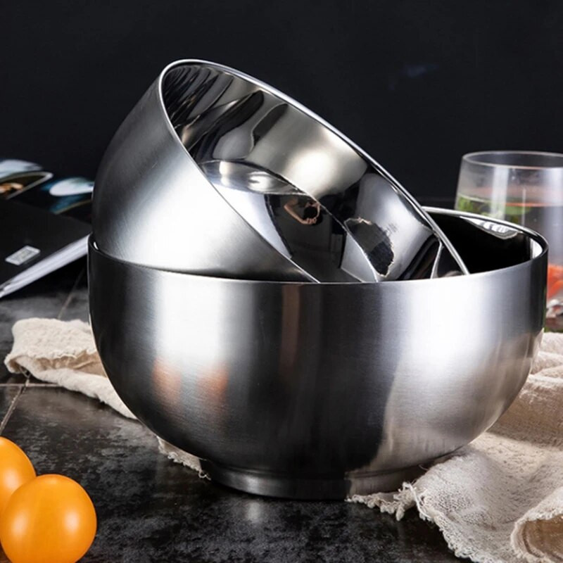 5 méretű 304-es rozsdamentes acél tésztatál, kétrétegű ételtartály, mélykeverő tojássalátatálak főzéshez konyhai étkészletek