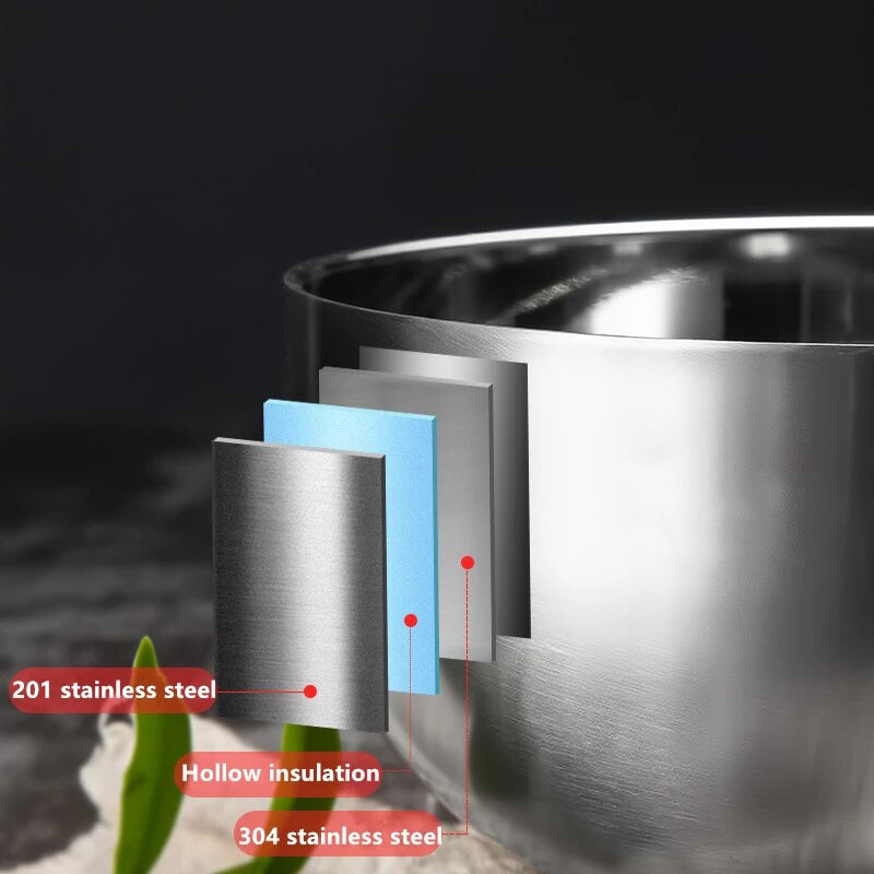 5 méretű 304-es rozsdamentes acél tésztatál, kétrétegű ételtartály, mélykeverő tojássalátatálak főzéshez konyhai étkészletek