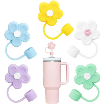 Capaci minunate de paie cu fundă Cap Toppers compatibile cu pahare Stanley de 30 și 40 oz, reutilizabile, drăguțe din silicon, vârfuri de paie, capace protejează