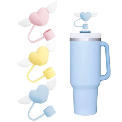 Capaci minunate de paie cu fundă Cap Toppers compatibile cu pahare Stanley de 30 și 40 oz, reutilizabile, drăguțe din silicon, vârfuri de paie, capace protejează