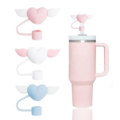 Capaci minunate de paie cu fundă Cap Toppers compatibile cu pahare Stanley de 30 și 40 oz, reutilizabile, drăguțe din silicon, vârfuri de paie, capace protejează