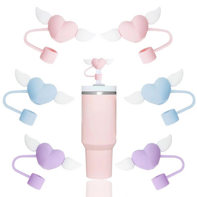 Capaci minunate de paie cu fundă Cap Toppers compatibile cu pahare Stanley de 30 și 40 oz, reutilizabile, drăguțe din silicon, vârfuri de paie, capace protejează