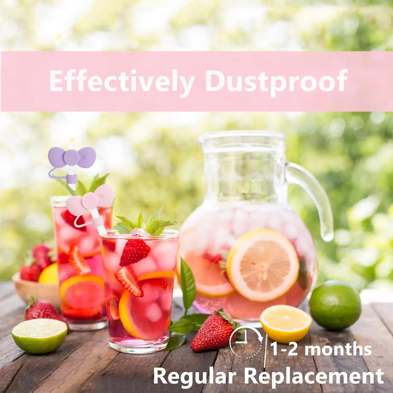 Capaci minunate de paie cu fundă Cap Toppers compatibile cu pahare Stanley de 30 și 40 oz, reutilizabile, drăguțe din silicon, vârfuri de paie, capace protejează