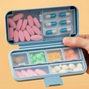 Преносим органайзер за хапчета Влагоустойчива Кутия за лекарства за пътуване Контейнер за лекарства 8/5 Решетки за джобна чанта Съхранение на витамини за бижута