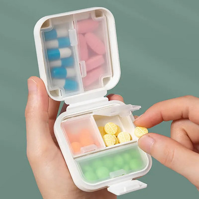 Преносим органайзер за хапчета Влагоустойчива Кутия за лекарства за пътуване Контейнер за лекарства 8/5 Решетки за джобна чанта Съхранение на витамини за бижута