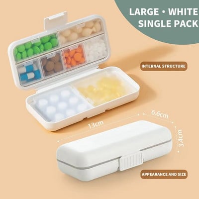 Nešiojamas piliulių laikiklis, drėgmei atsparus kelioninis vaistų dėžutės vaistų konteineris, 8/5 grotelės, skirtos vitaminų papuošalų laikymui