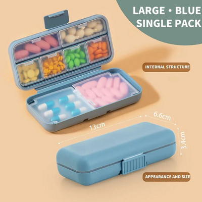 Nešiojamas piliulių laikiklis, drėgmei atsparus kelioninis vaistų dėžutės vaistų konteineris, 8/5 grotelės, skirtos vitaminų papuošalų laikymui