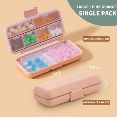 Nešiojamas piliulių laikiklis, drėgmei atsparus kelioninis vaistų dėžutės vaistų konteineris, 8/5 grotelės, skirtos vitaminų papuošalų laikymui