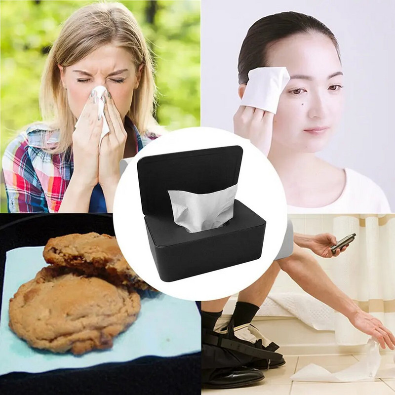 Θήκη θήκης για υγρά μαντηλάκια οικιακής χρήσης με καπάκι Λευκό μαύρο κουτί αποθήκευσης χαρτομάντιλων για το κατάστημα στο σπίτι Dropshipping