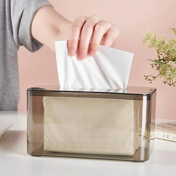 Прозрачна кутия за салфетки Квадратна прозрачна акрилна поставка за кутия за кърпички за тоалетна Домашен офис Хавлиена салфетка Дозатор за хартиени кърпи Поставка за кърпички