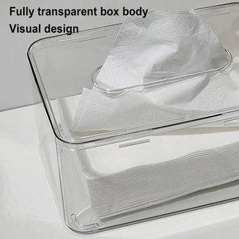 Прозрачна кутия за салфетки Квадратна прозрачна акрилна поставка за кутия за кърпички за тоалетна Домашен офис Хавлиена салфетка Дозатор за хартиени кърпи Поставка за кърпички
