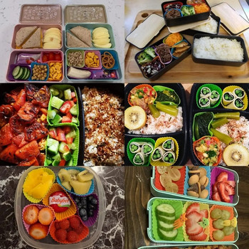 Χαριτωμένα μίνι ζωικά κινούμενα σχέδια Επιλογές φαγητού Μπαστούνια Παιδικά σνακ Κέικ Επιδόρπιο Τροφίμων Πιρούνια φρούτων, Διαχωριστικά κουτιού φαγητού σιλικόνης