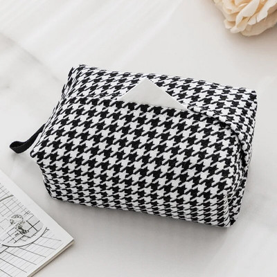 Cutie de șervețele de in modern Houndstooth Suport pentru șervețele pentru mașină Cutie pentru șervețele pentru casă nordică Suport pentru șervețele Sufragerie Cutie de depozitare pentru șervețele