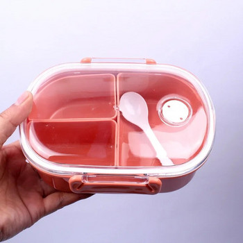 Детска кутия за обяд с три решетки за микровълнова фурна Кутия за обяд Карикатура Малък пресен студентски офис обяд Bento Кутия за съхранение на храна Контейнер