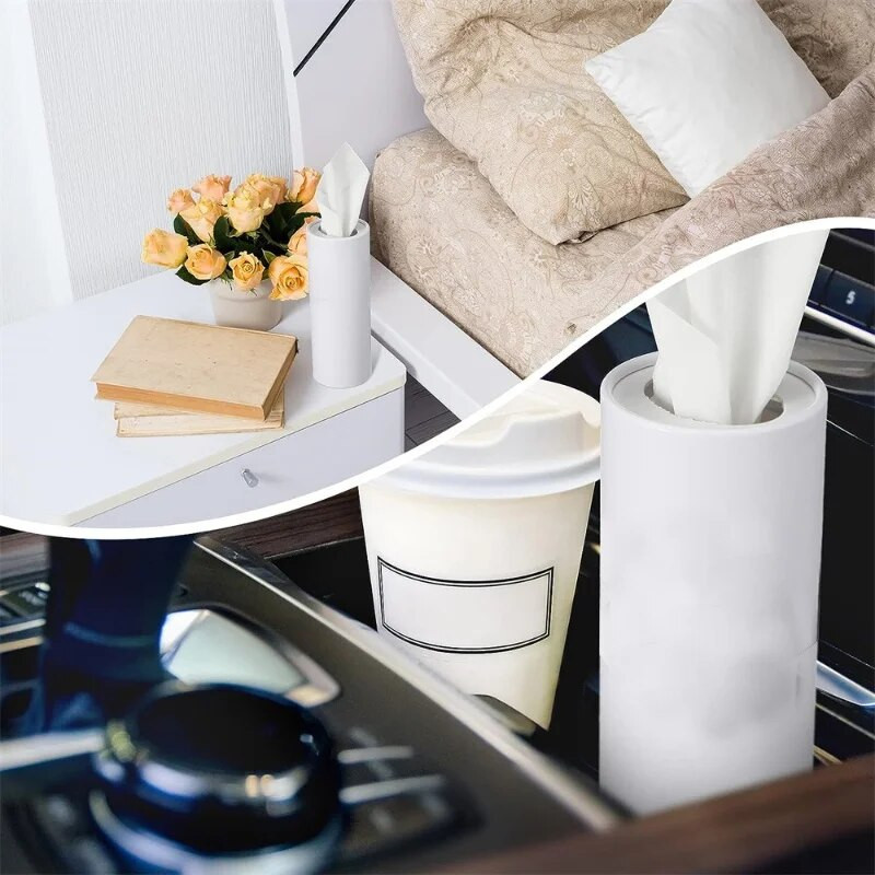 Baltas audinio vamzdelis, skirtas automobilio cilindro popierinei dėžutei poplėvelė Namų kambario aksesuarai Geriamųjų servetėlių laikikliai Audinių laikymo tvarkyklė