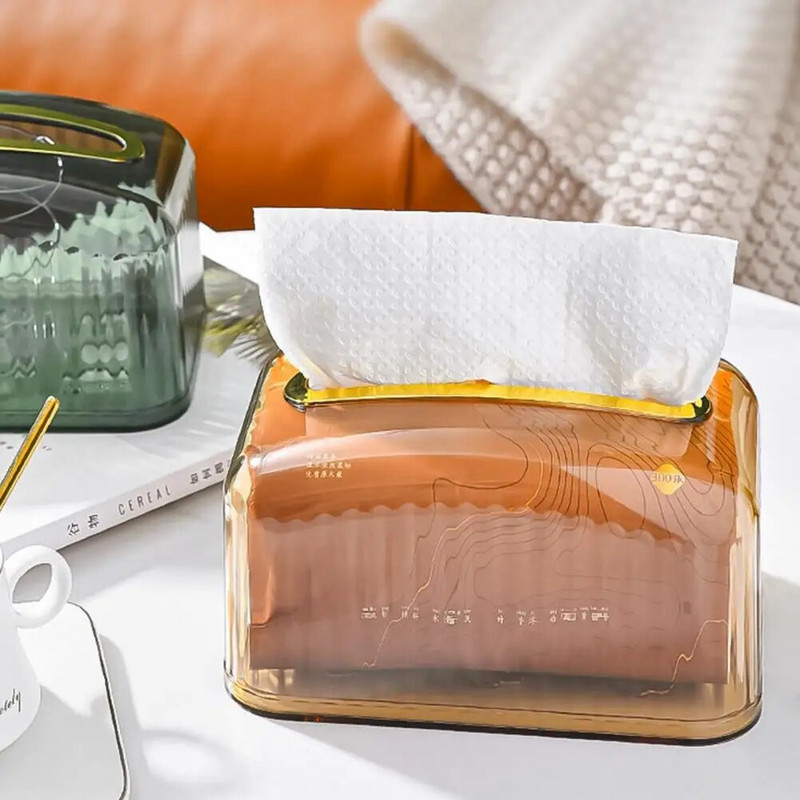 Koehoidja läbipaistev nähtav laia suu koekarp Kergesti ligipääsetav vedrudisain laud salvrätikuümbrise jaotur Kodukaunistus