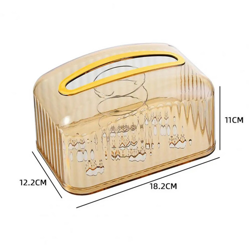 Koehoidja läbipaistev nähtav laia suu koekarp Kergesti ligipääsetav vedrudisain laud salvrätikuümbrise jaotur Kodukaunistus