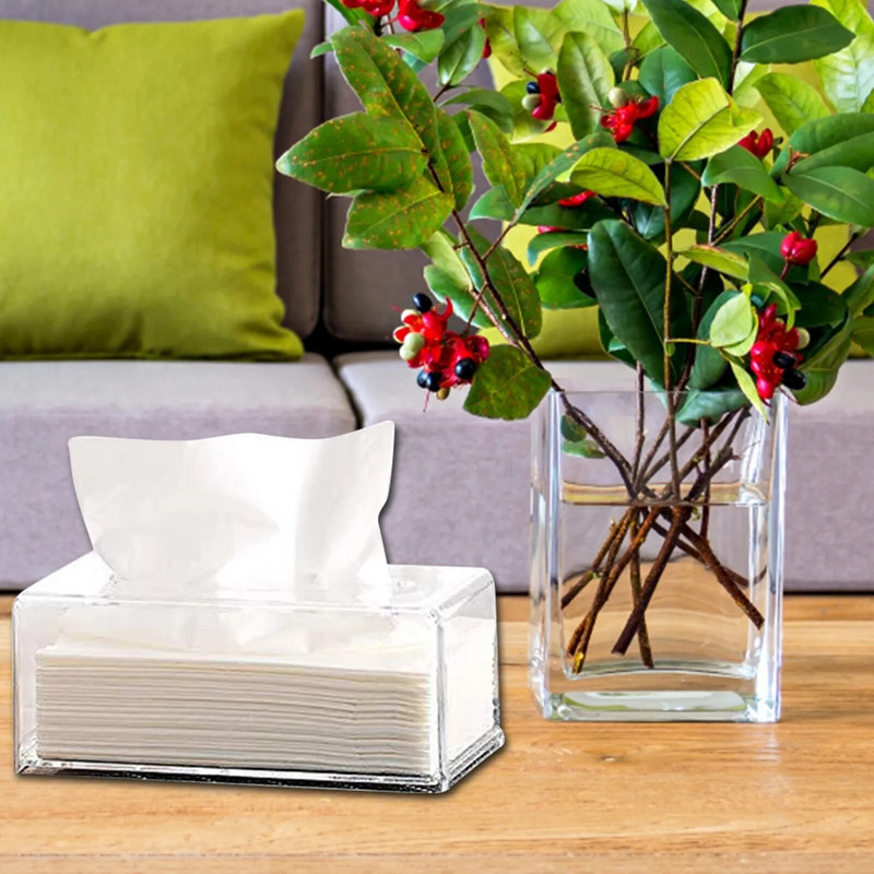 Akrilo audinių dėžutė darbalaukis, skaidrus mados servetėlių laikiklis, laikymo lentyna Namų apdaila Svetainės priedai Dekoratyviniai