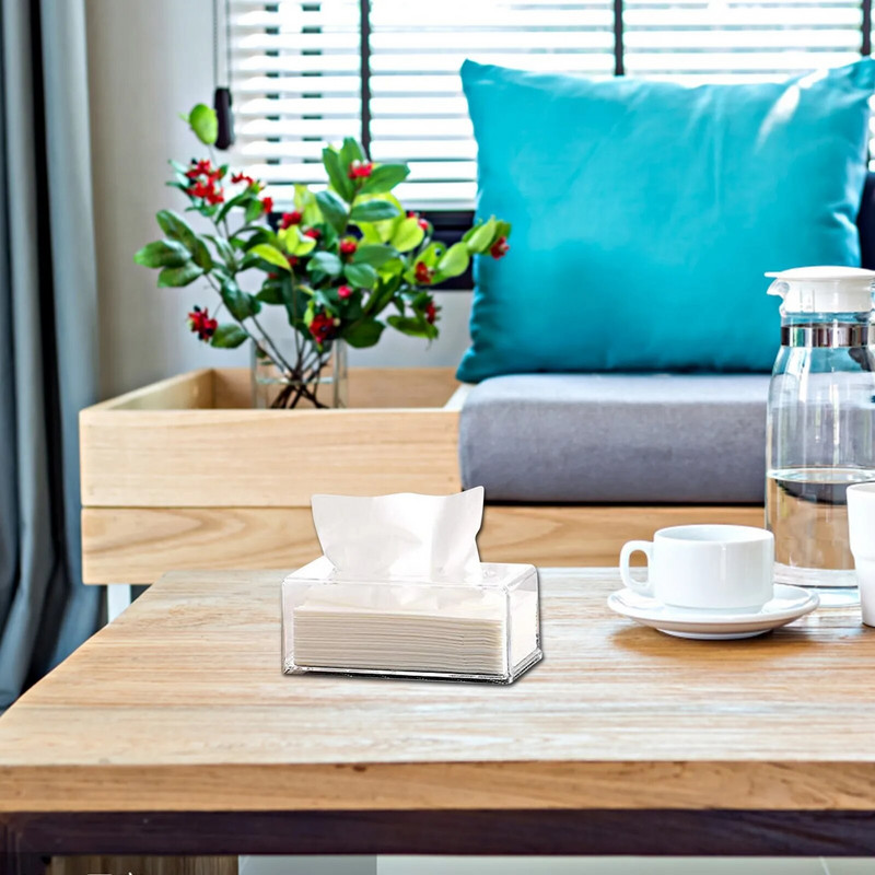 Akrilo audinių dėžutė darbalaukis, skaidrus mados servetėlių laikiklis, laikymo lentyna Namų apdaila Svetainės priedai Dekoratyviniai