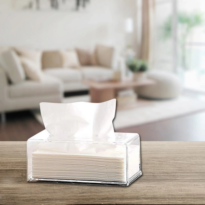 Akrilo audinių dėžutė darbalaukis, skaidrus mados servetėlių laikiklis, laikymo lentyna Namų apdaila Svetainės priedai Dekoratyviniai