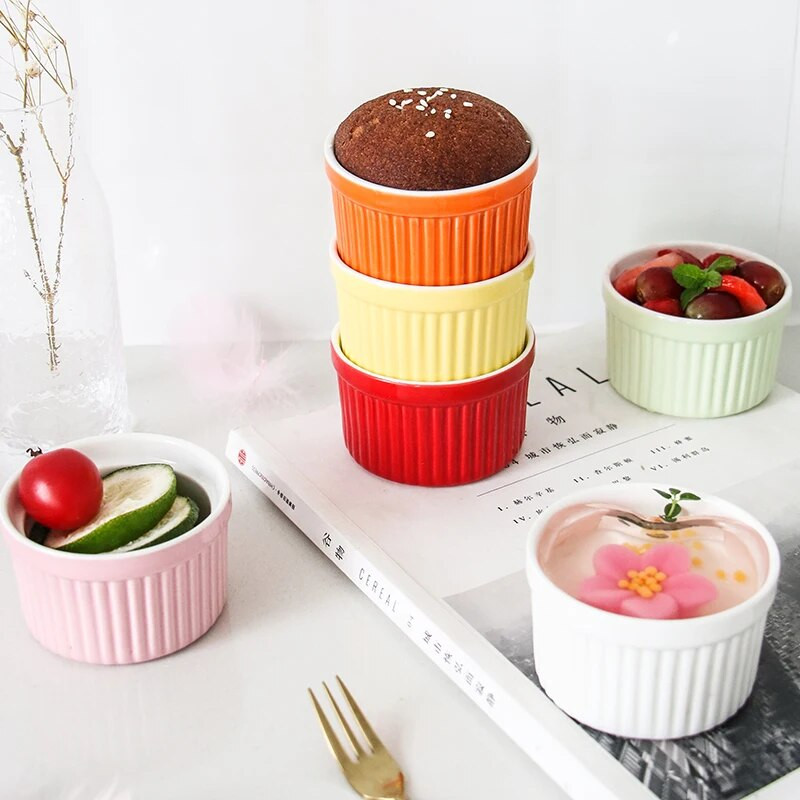 Nordic szuflé tepsi sütés tortaforma zselés fagylalt desszert puding kerámia tál csíkos csésze háztartási sütőedények