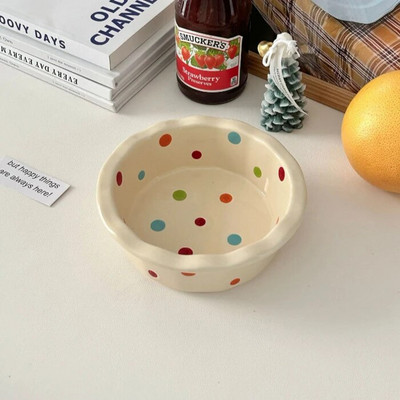 Keramička zdjela s točkicama u korejskom stilu Slatka mala desertna zdjela za jogurt Zdjela za rižu s instant rezancima Unikatno posuđe za piće