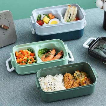 Кутия за обяд от неръждаема стомана Bento Box за деца в училище Офис служител 2 слоя Microwae Heating Lunch Container Кутия за съхранение на храна