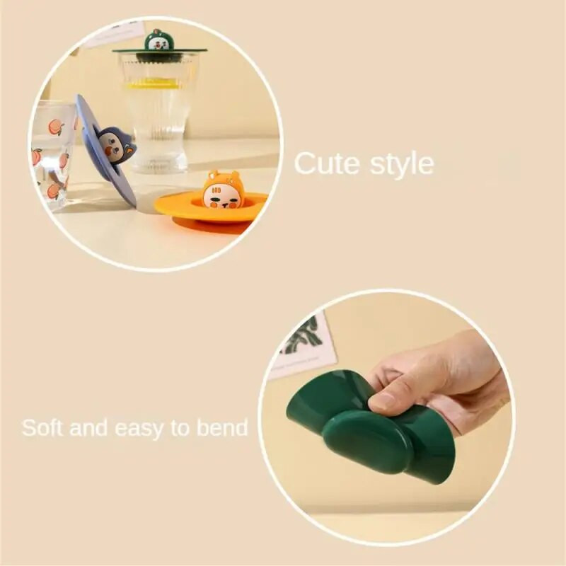 1 buc capac pentru pahare din silicon, rotund, universal, capac pentru cani de cafea anti-praf Cap sigilat cu suport pentru lingura Capac cu gel rezistent la caldura