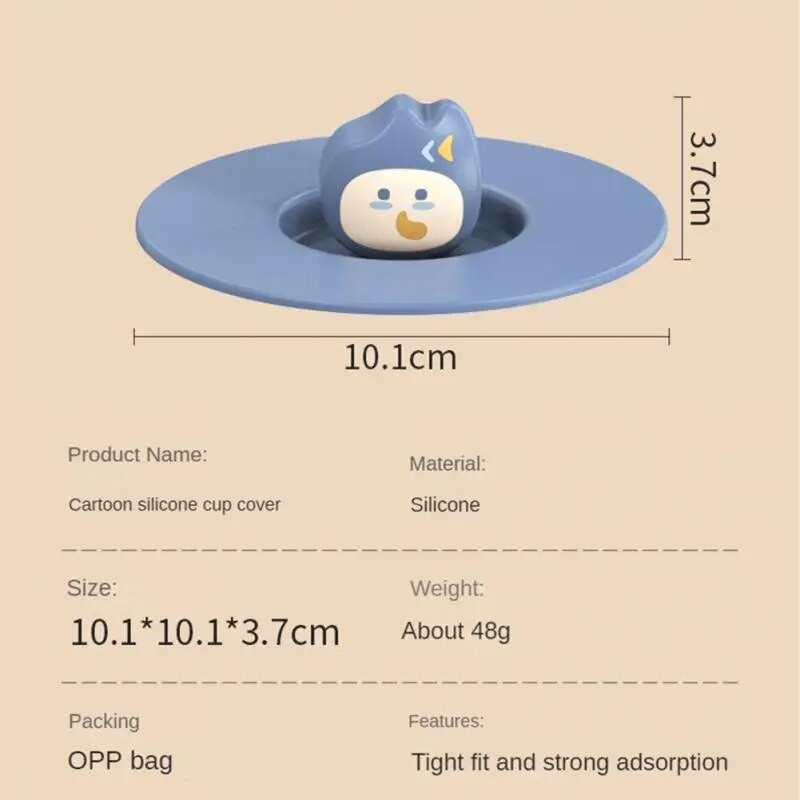 1 buc capac pentru pahare din silicon, rotund, universal, capac pentru cani de cafea anti-praf Cap sigilat cu suport pentru lingura Capac cu gel rezistent la caldura