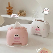 Kawaii Pig miegamojo bendrabučio servetėlių dėžutė plastikinė svetainės valgomojo stalo servetėlių dozatorius vandeniui atsparus namų biuro servetėlių laikiklis