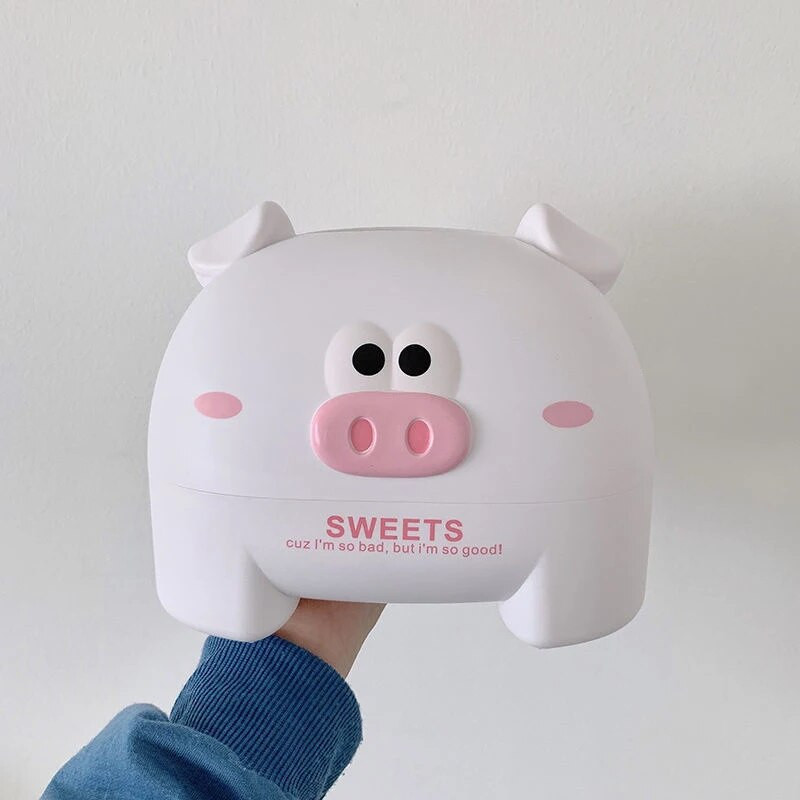 Kawaii Pig miegamojo bendrabučio servetėlių dėžutė plastikinė svetainės valgomojo stalo servetėlių dozatorius vandeniui atsparus namų biuro servetėlių laikiklis