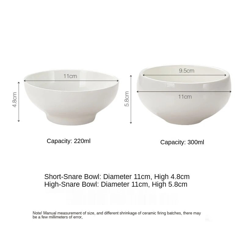 Japoniško stiliaus keraminis ryžių dubenėlis mažas būgno formos dubenėlis buitinės sriubos dubuo kūrybingas gryno balto porceliano indai 4,3 colio