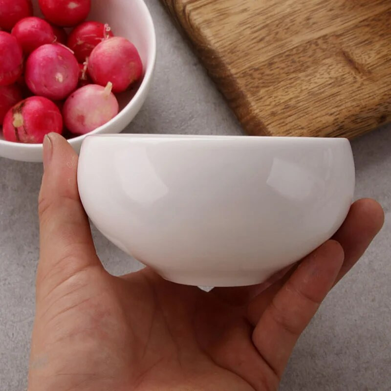 Japoniško stiliaus keraminis ryžių dubenėlis mažas būgno formos dubenėlis buitinės sriubos dubuo kūrybingas gryno balto porceliano indai 4,3 colio