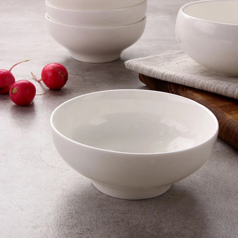 Japoniško stiliaus keraminis ryžių dubenėlis mažas būgno formos dubenėlis buitinės sriubos dubuo kūrybingas gryno balto porceliano indai 4,3 colio