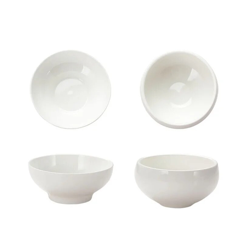 Japoniško stiliaus keraminis ryžių dubenėlis mažas būgno formos dubenėlis buitinės sriubos dubuo kūrybingas gryno balto porceliano indai 4,3 colio