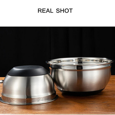 18/20/22/24/26/28/30 cm skersmens neapdegęs ir neslidus nerūdijančio plieno virtuvės indas, skirtas salotoms duonai ir pyragaičiams.