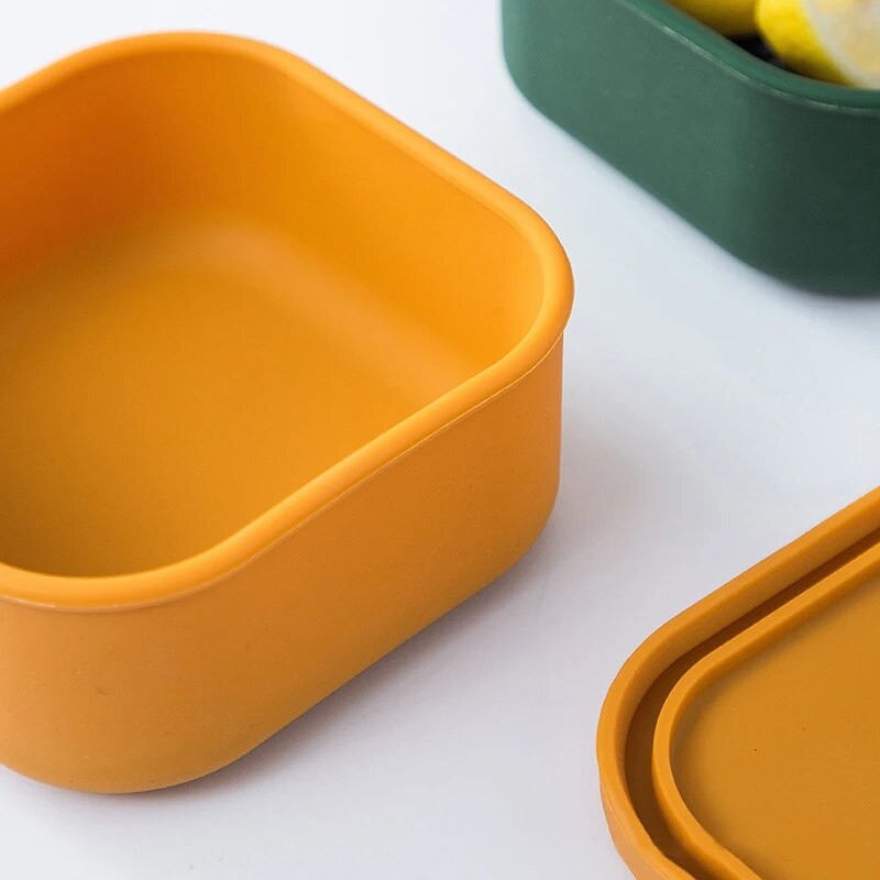 YOMDID četvrtasta silikonska kutija za ručak, praktična salata, voće, povrće, posuda za hranu Bento kutija Kutija za svježinu, posuda za jelo