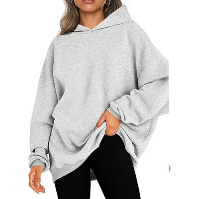Autumn Korean Sporty Playful Chic Preppy Style Hoodies Women Neutral All Match Solid Color Long Sleeve Loose Casual Sweatshirts