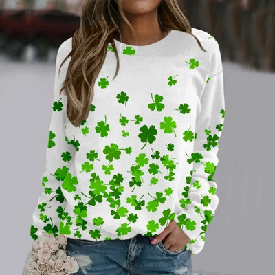 Pulover pentru femei de primăvară și toamnă, cu gât rotund, imprimeu solid, cu vopsire cu plante și flori, pulover sport cu mâneci în T, topuri casual, la modă