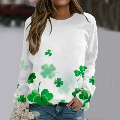 Pulover pentru femei de primăvară și toamnă, cu gât rotund, imprimeu solid, cu vopsire cu plante și flori, pulover sport cu mâneci în T, topuri casual, la modă