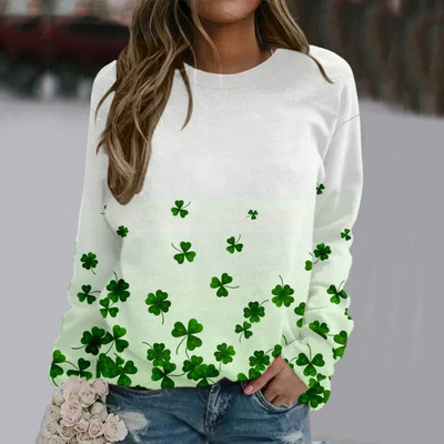Pulover pentru femei de primăvară și toamnă, cu gât rotund, imprimeu solid, cu vopsire cu plante și flori, pulover sport cu mâneci în T, topuri casual, la modă