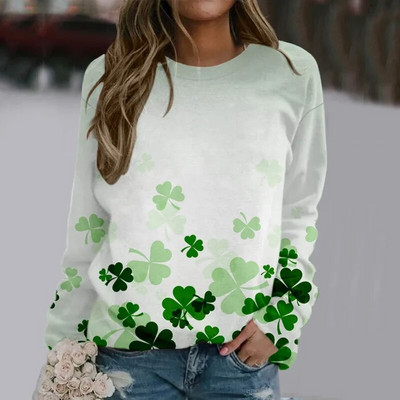 Pulover pentru femei de primăvară și toamnă, cu gât rotund, imprimeu solid, cu vopsire cu plante și flori, pulover sport cu mâneci în T, topuri casual, la modă