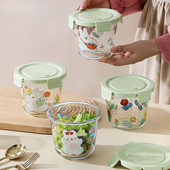 Zdjele za juhu od visokog borosilikatnog stakla, simpatične okrugle kutije za bento, otporne na toplinu, kutija za čuvanje crtanih filmova, kućni prijenosni, 690 ml