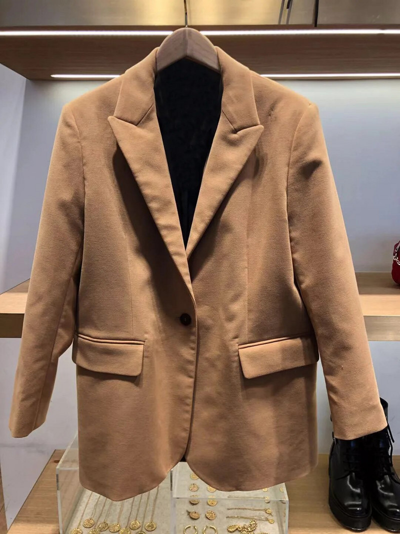 Ženske proljetne i ljetne jednobojne ležerne jakne s džepom na jedno dugme po posebnoj cijeni