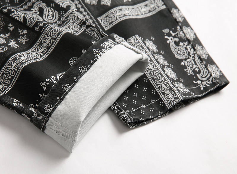 Muške traperice s jesenskim printom paisley modne klasične dnevne regularne rastezljive hlače, muške široke traperice hombre hlače