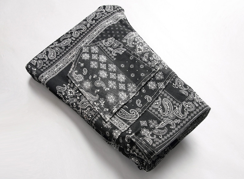 Muške traperice s jesenskim printom paisley modne klasične dnevne regularne rastezljive hlače, muške široke traperice hombre hlače