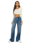 Moteriški džinsai aukštu juosmeniu, platūs džinsiniai džinsai, šoninė kišenė, tiesi laisvalaikio laisvos kelnės Klasikinė gatvės apranga